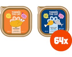 Tommie the Cat - kattenvoer natvoer - verse stukjes in saus mix smaken - voordeel verpakking - 64 stuks - 85 gram per stuk - zonder suiker en graanvrij