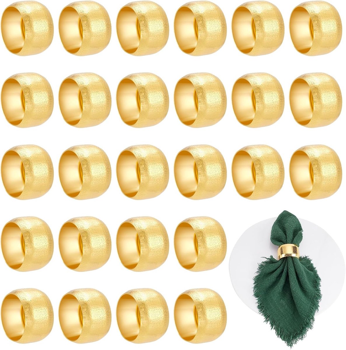 Ronde servethouderringen, 100 stuks, gouden decoratieve servetringen voor tafeldecoraties, perfect voor bruiloften, verjaardagen en feestelijke diners