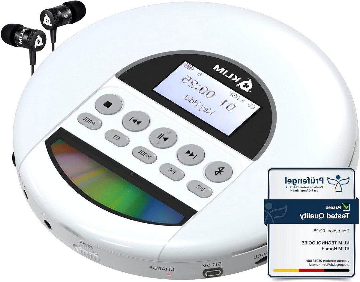 Draagbare CD-speler - Muziekspeler - Muziek Luisteren - Anti-Skip Bescherming - Oplaadbare Batterij - Grijs