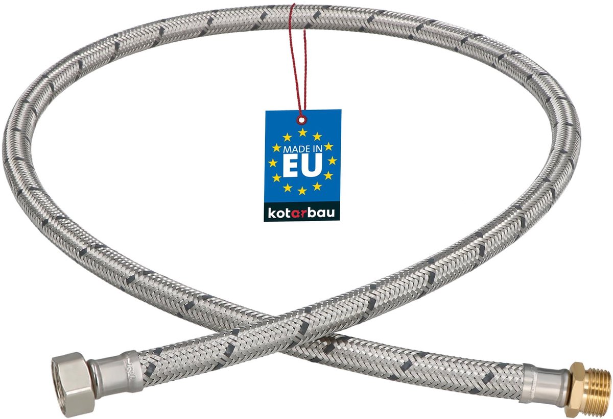 KOTARBAU® Flexibele Aansluitslang 3/8"x3/8" - Sanitaire Aansluitslang 100 cm - Flexibele Kraanslang - Buitendraad x Binnendraad - Aansluitslang Armatuur - Gevlochten Roestvrijstalen Aansluitslang