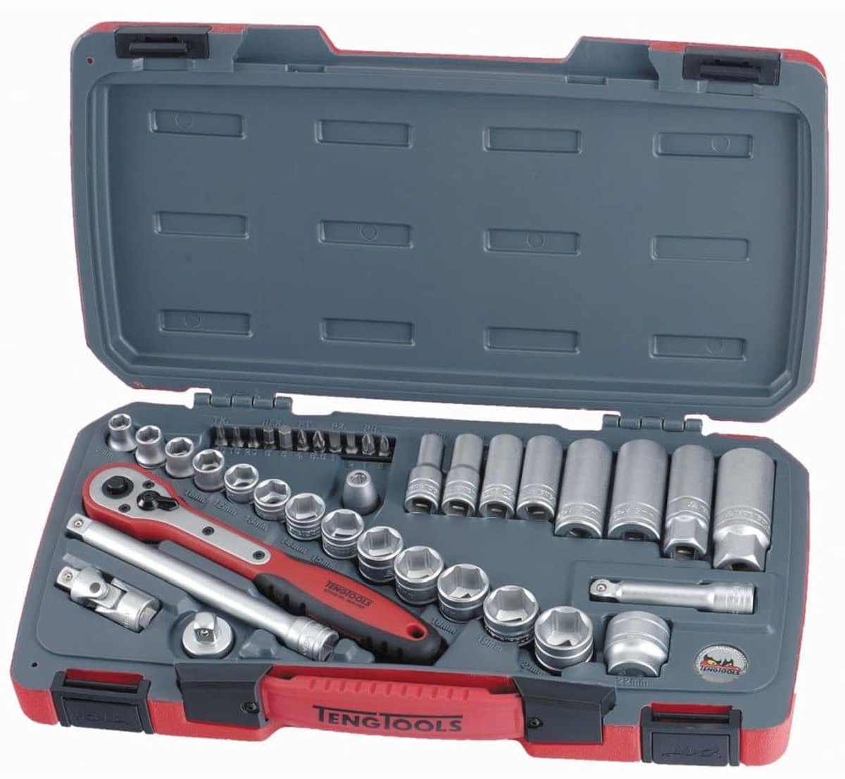 SnelShoppen - Teng T3839 3/8" Steeksleutelset Metrisch 39 Stuks - Complete Gereedschapsset voor Klussen, Auto en Huishoudelijk Gebruik