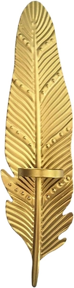 Wandkandelaar Metaal - Kaarsenhouder Muur - Sfeer Creëren - Elegant Modern Ontwerp - 35.4 cm - Goud