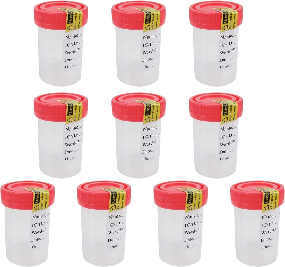 Plastic Monster 60ml Urine Monsters voor Medisch Gebruik - 10 Stuks Afsluitbare Monsters voor Volwassenen