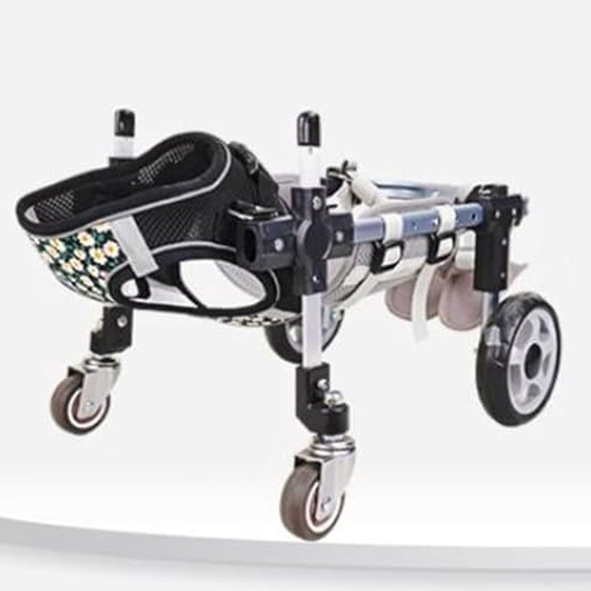 Hondenrolstoel Vier Wielen - Huisdier Trolley - Mobiliteit Verbeteren - Lichtgewicht Aluminium Frame - Verstelbaar - Zilver
