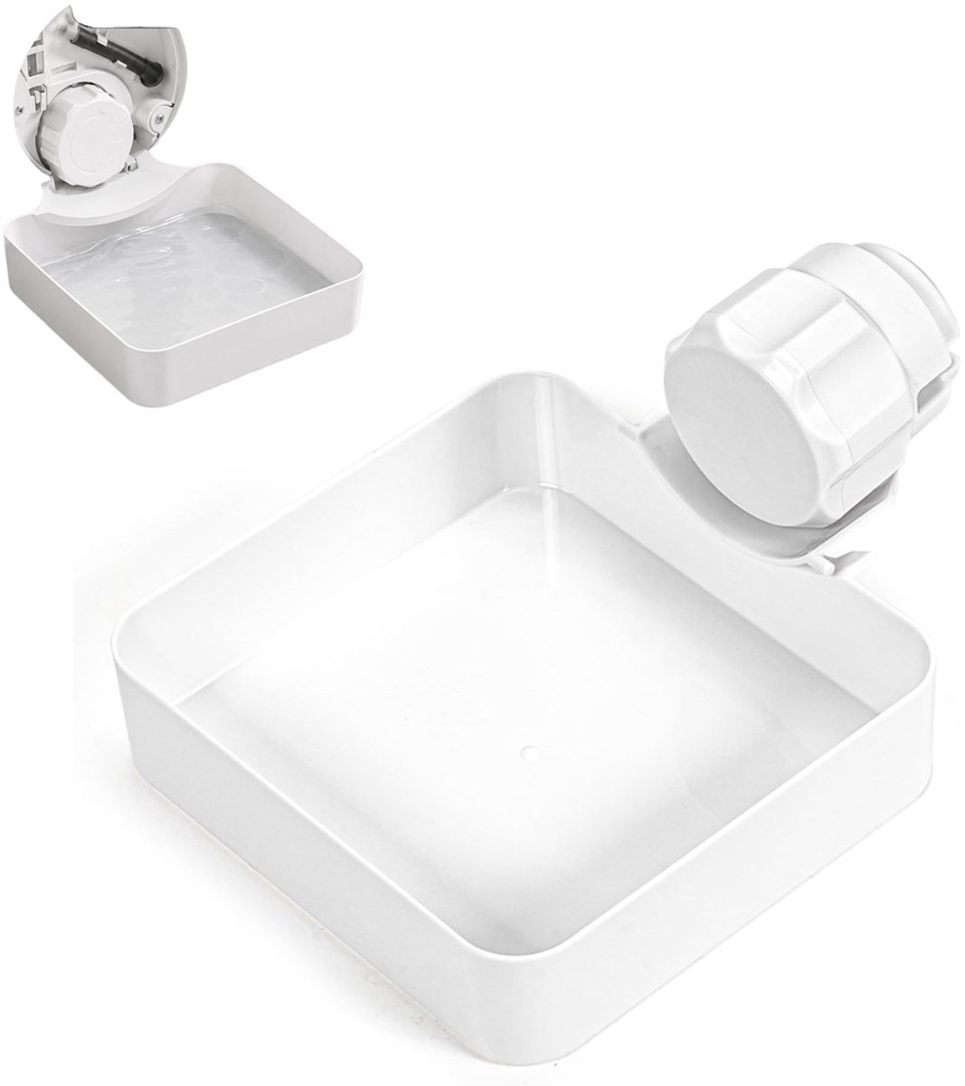 Lekbak Wasmachine - Afvoerbak voor wasmachine - Afvalwaterbak van de wasmachine - Afvalwateropvangbak - 16 × 18cm - Geschikt voor wasmachines - Met lekbak + universele geleidingsplaat + moer - Universeel - Wit
