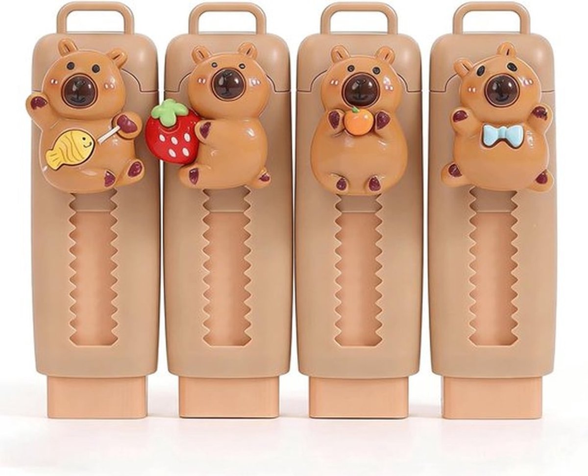 Gummetjes set van 4 stuks met schattige capybara ontwerpen voor school en kantoorgebruik