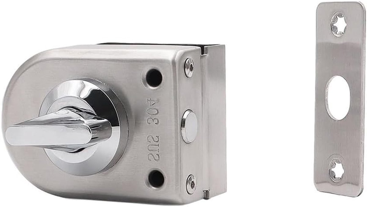 Glazen Deurslot - Slot Glazen Deur - Veilige Toegang - Roestvrij Staal - 8-12 mm deurdikte - Zilver