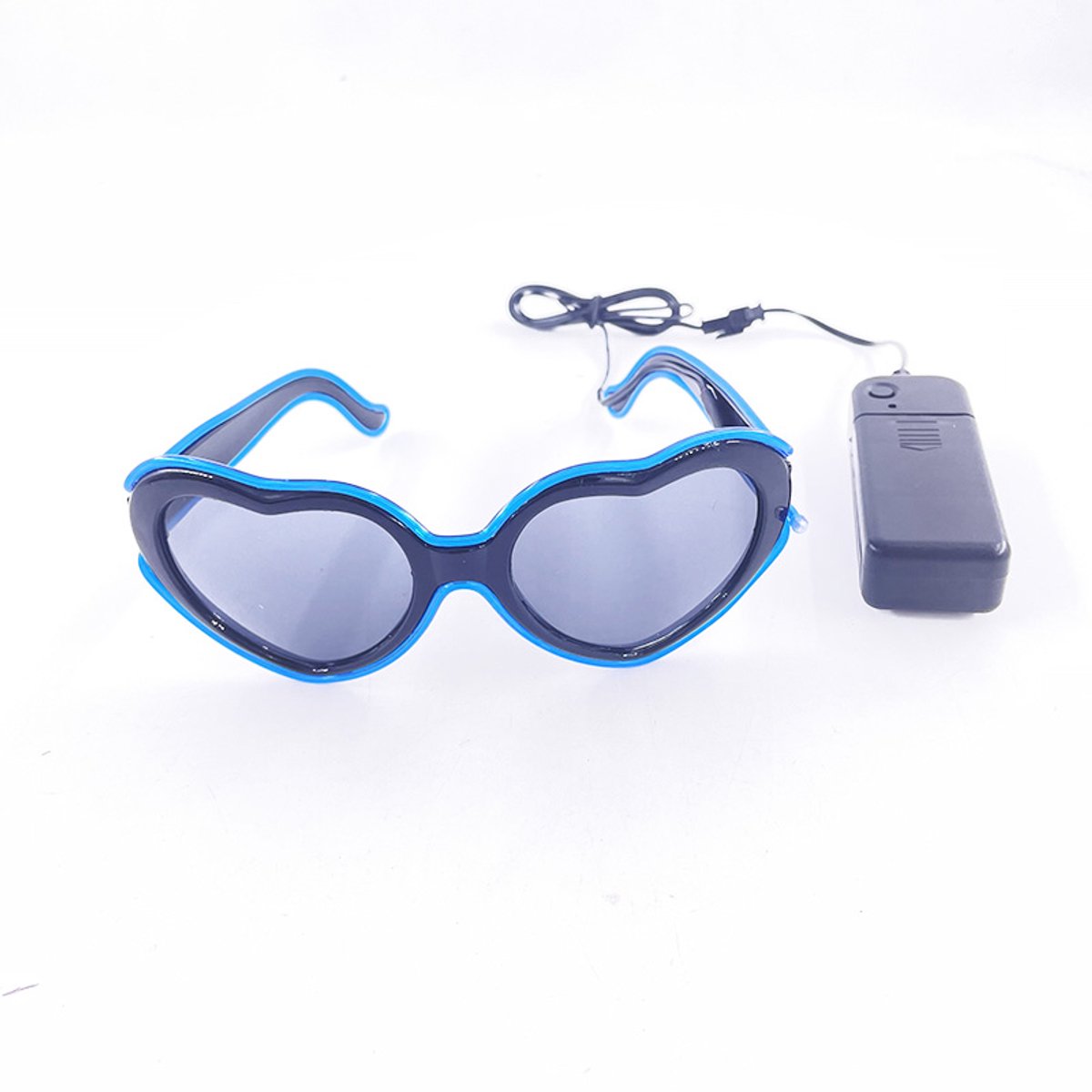 Doppler GlowHeart LED Bril - Neon EL Wire - Werkt op 2 AA Batterijen - Festival, Rave & Carnaval - Blauw
