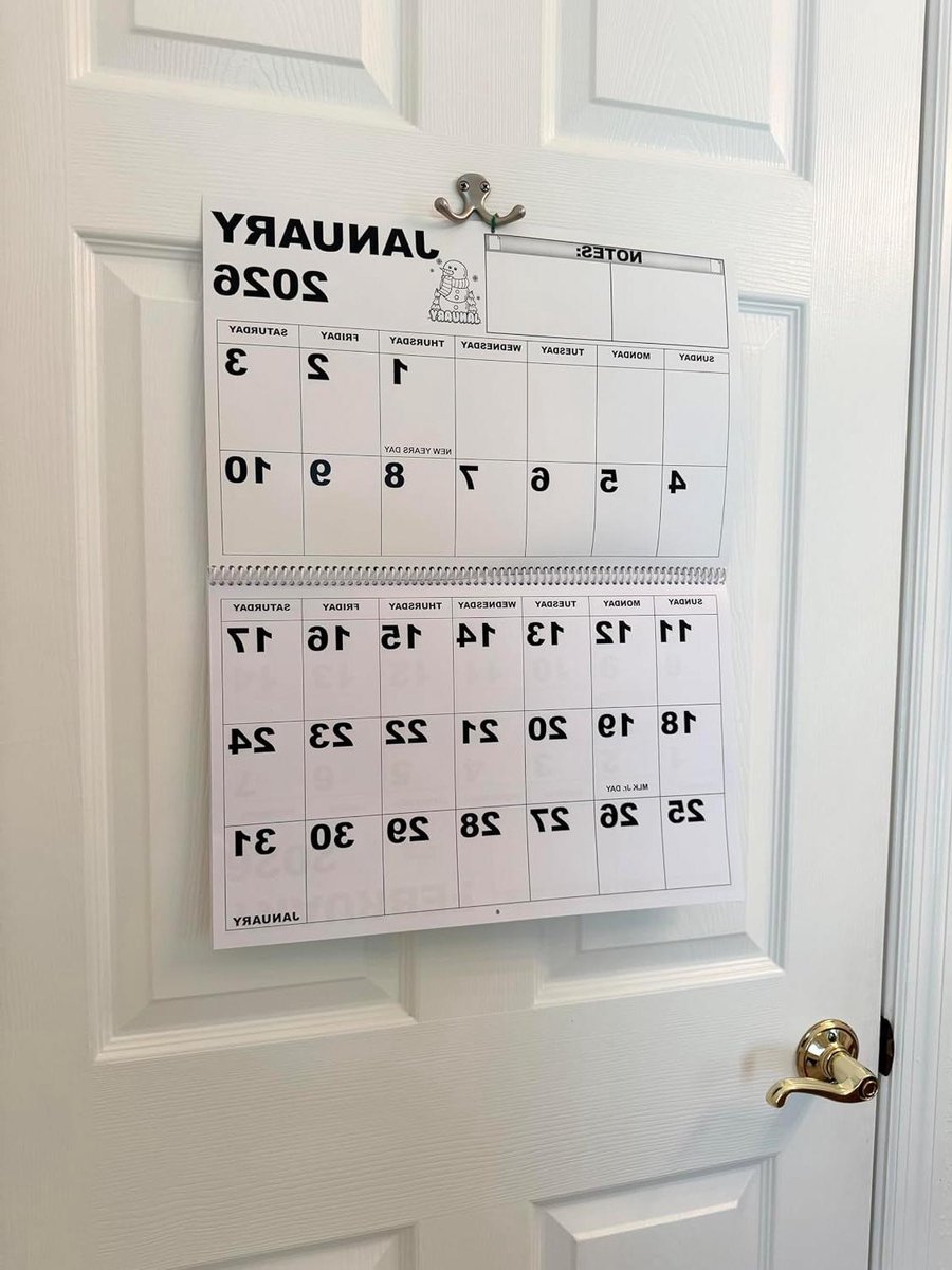 Wandkalender Grote Print - Kalender Slechtzienden - Dagelijkse Planning - Extra Grote Cijfers - 22 x 17 Inch - Wit