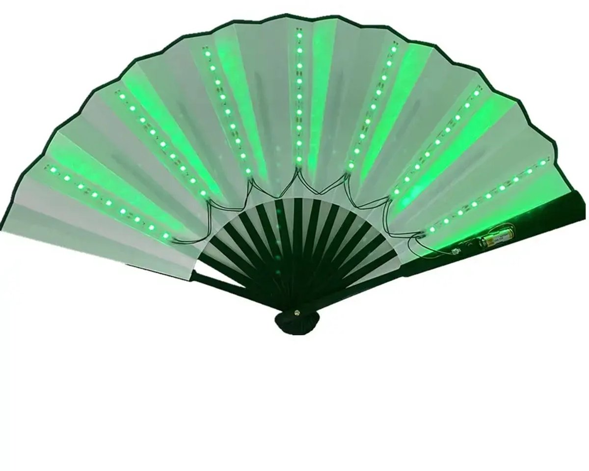 Doppler GlowFan LED Festival Waaier – Opvouwbare Verlichte Handwaaier – 3 Lichtmodi – Carnaval, Festival & Rave – Groen