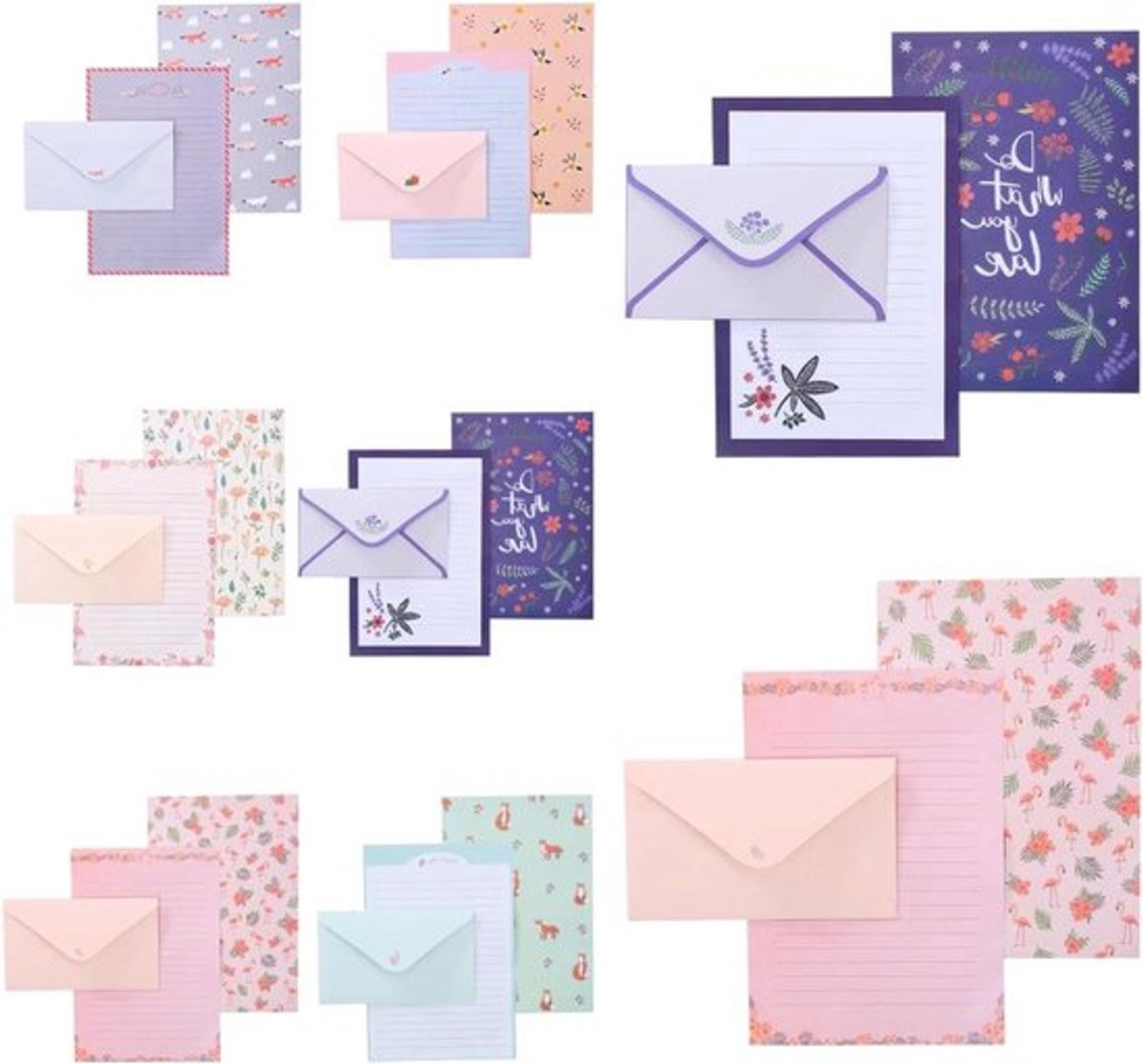 Schattige diermotief enveloppen en briefpapier set, perfect voor brieven en uitnodigingen, 18 sets