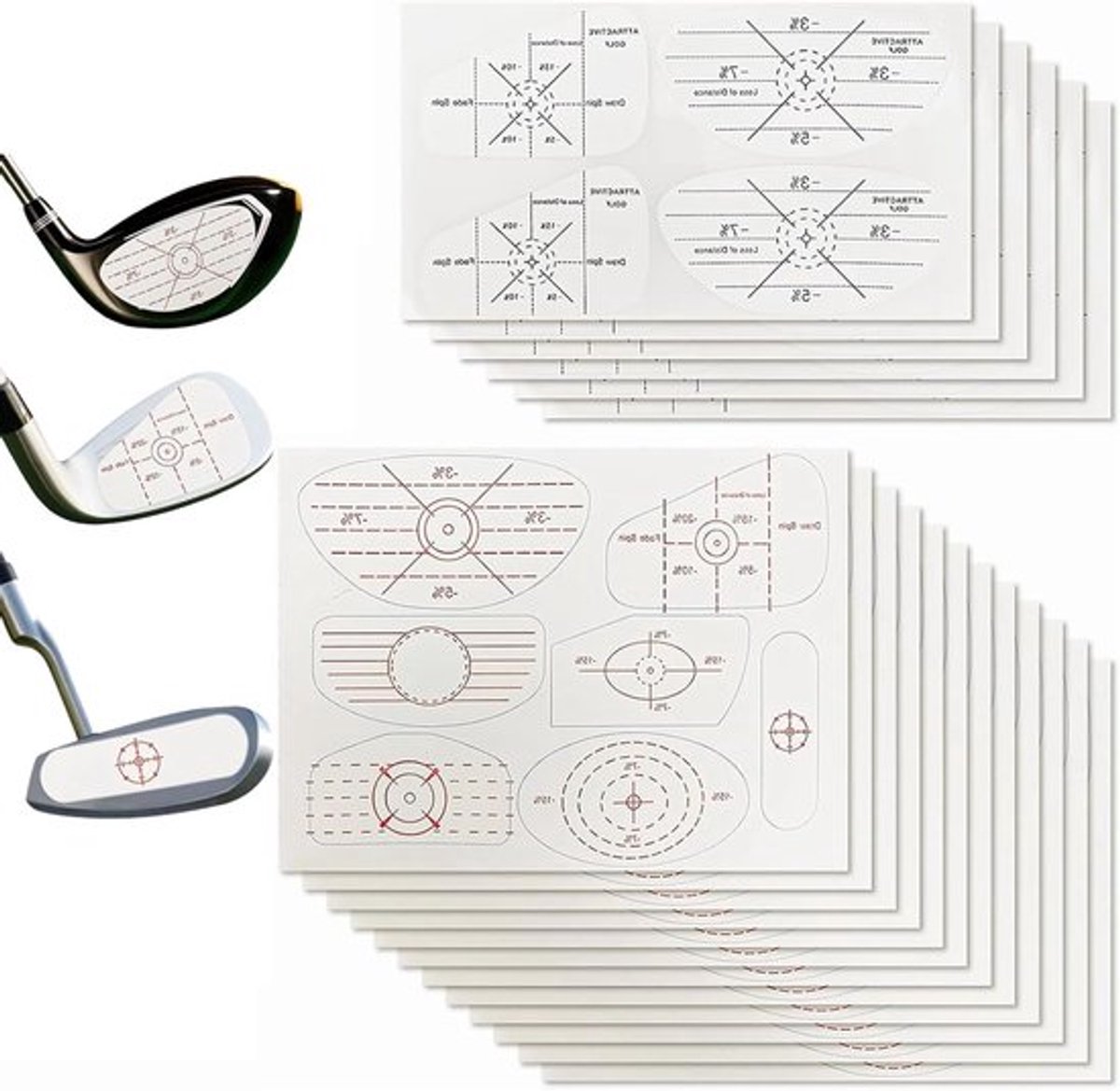 108 Stuks Golf Impact Stickers voor Precisie, Afstand en Verbetering van je Golf Swing Trainer