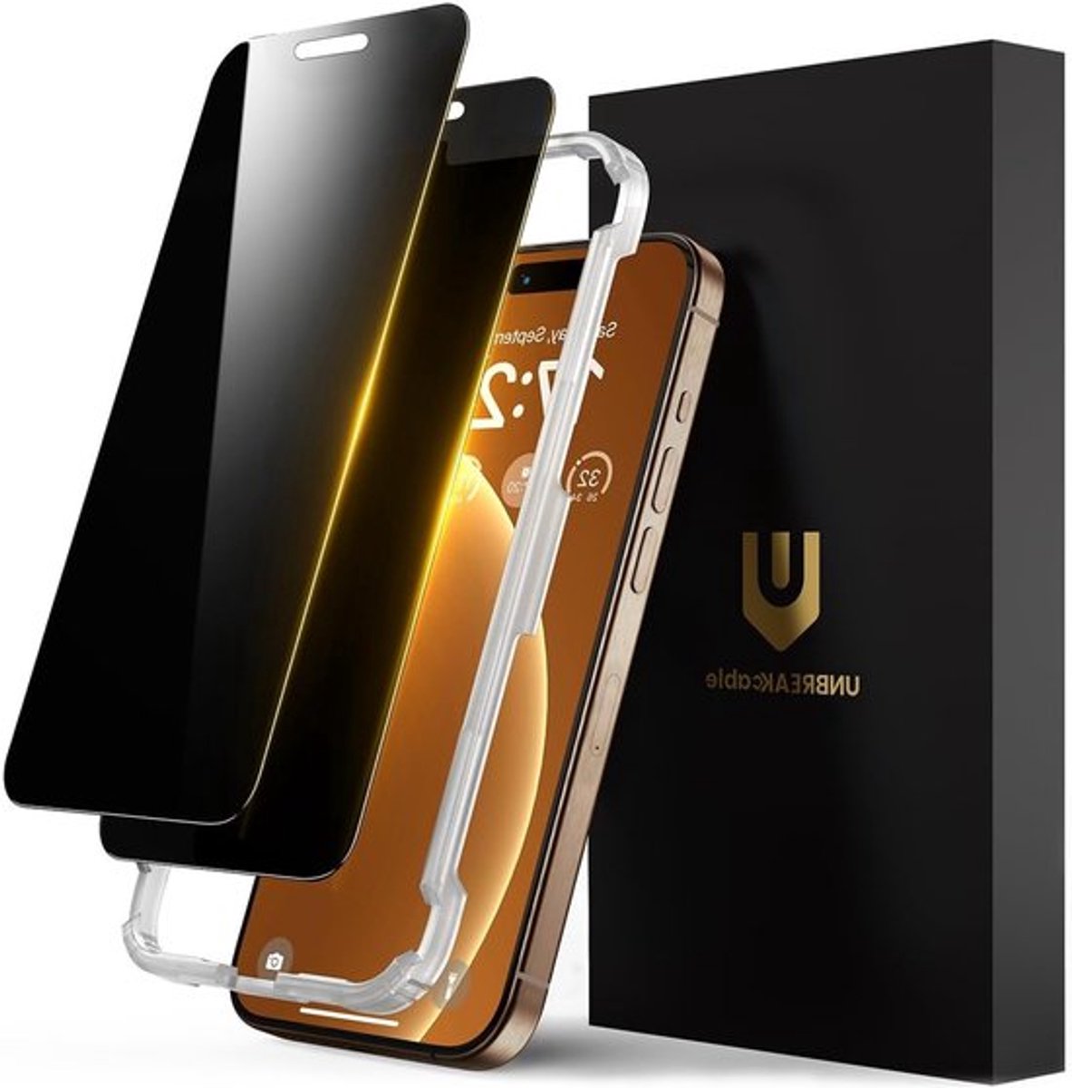 Volledig Scherm privacyfilm voor iPhone 16 Pro, antispionagebescherming met installatiekader, 2-pack voor 6,3-inch schermen