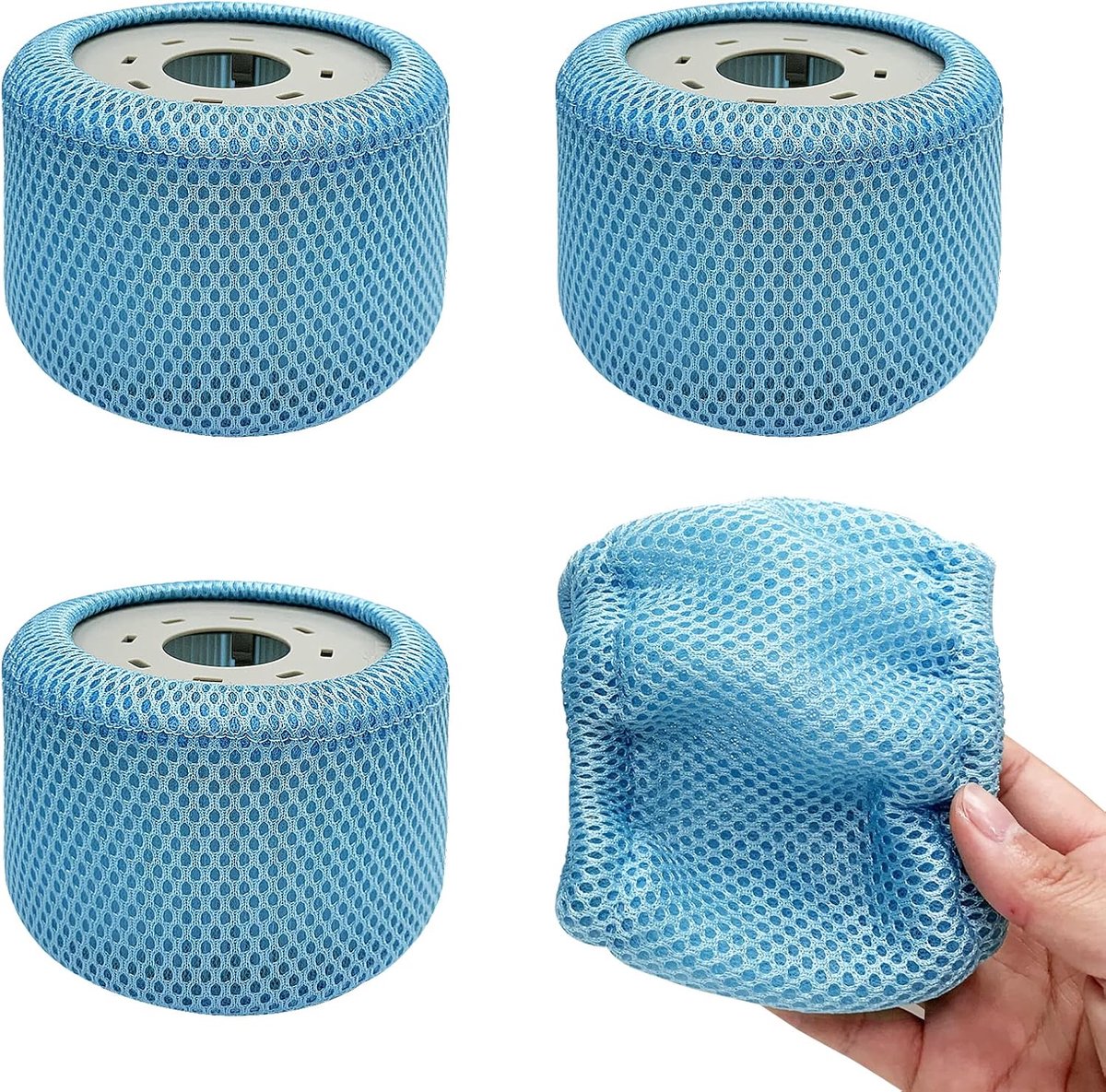 SnelShoppen - Pack van 4 Veiligheidsnetten Geschikt voor Zwembadfilter, 90 Vouwen Strainer, Vervangingsfilter, Accessoires voor Bubbelbad