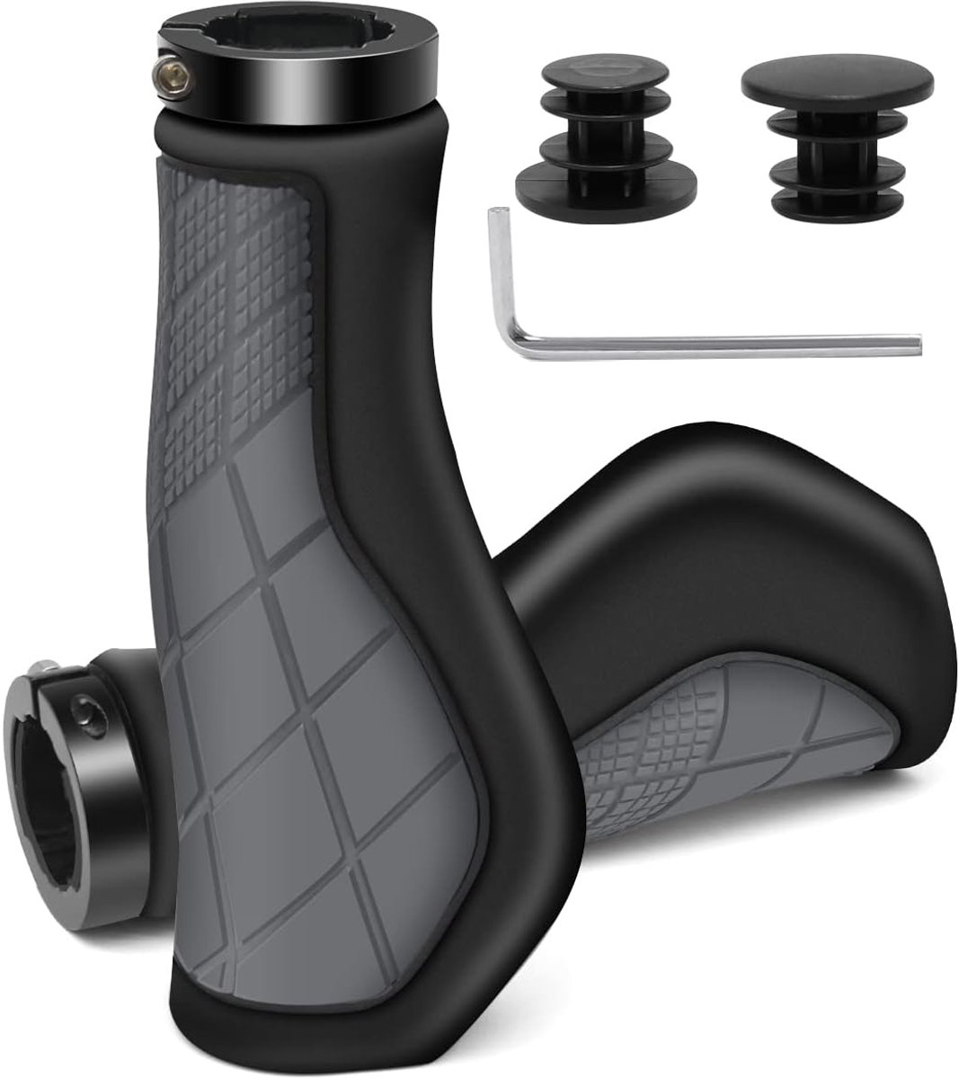 SnelShoppen - Fietshandvatten - Antislip Rubber Fietshandvatten voor Fiets - Aluminium - Uniek Slot - 22 mm - Universele Handvatten voor MTB - Ergonom