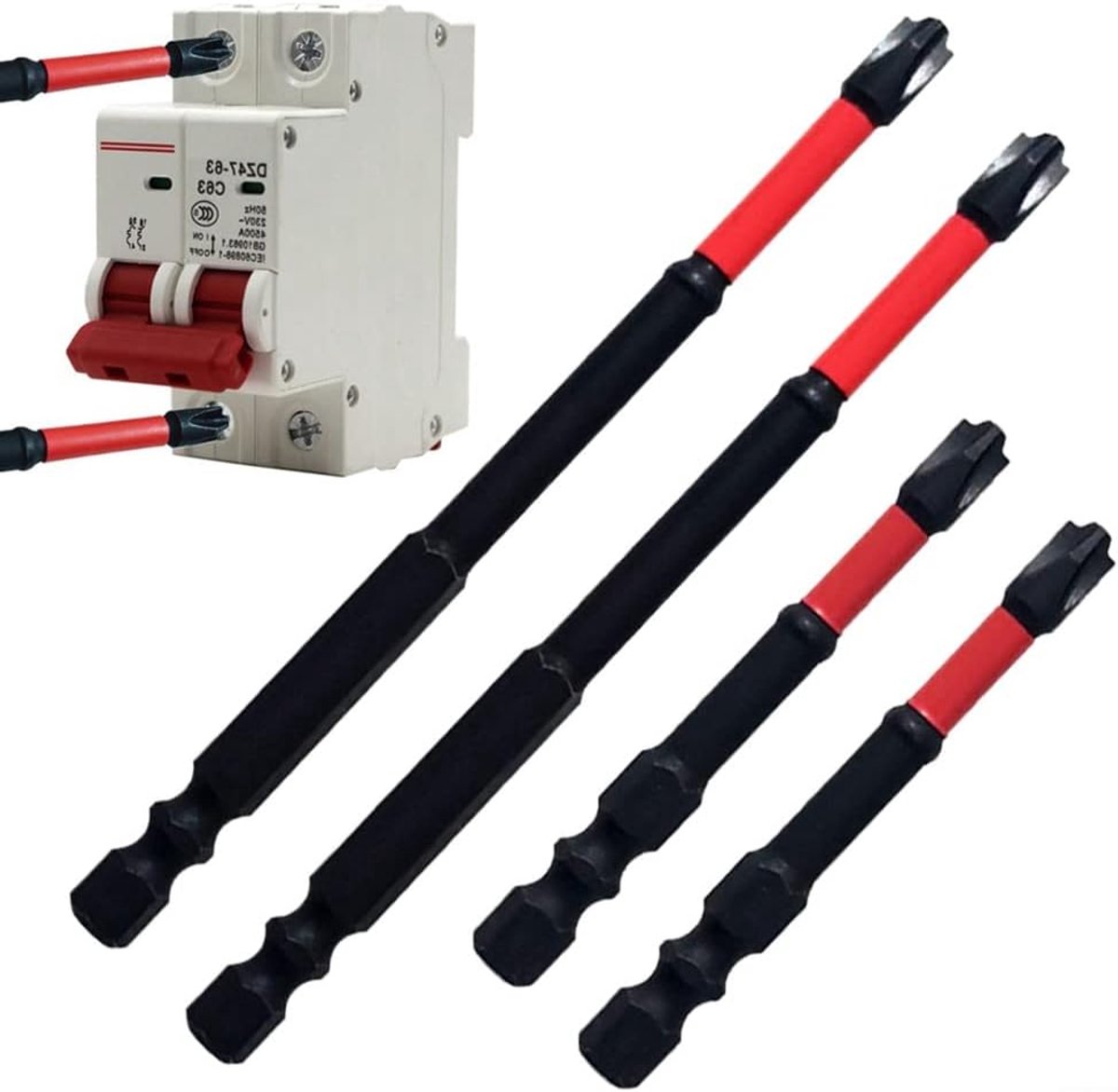 SnelShoppen - 4 Stuks Magnetische Speciale Sleufkruiskop Schroevendraaier Bits FPH2 - HRC63 Hardheid - 65mm Lengte - Voor Elektricien - Antiroest - Kl