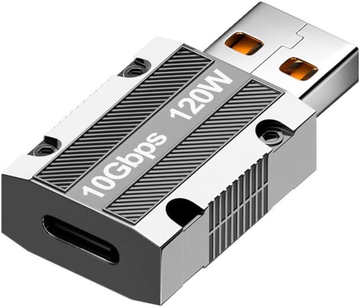 SnelShoppen - USB C naar USB 3.0 adapter 10Gbps datatransfer 120W voeding met aluminium behuizing voor snel opladen en dataverkeer