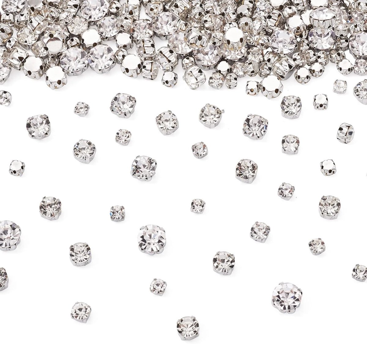 780 Pcs Crystal Sewable Rhinestones in Diverse Maten voor Kleding, Schoenen en Tassen met Platina Zetting