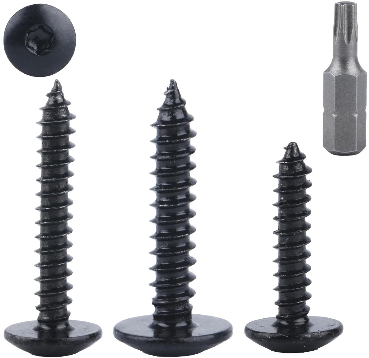 SnelShoppen - 60 Stuks Platen Schroeven Zelftappende Schroeven Torx M3.9x16mm Platte Kop Zwarte Houtschroeven Voor Meubels - Roestvrij Staal, Duurzaam