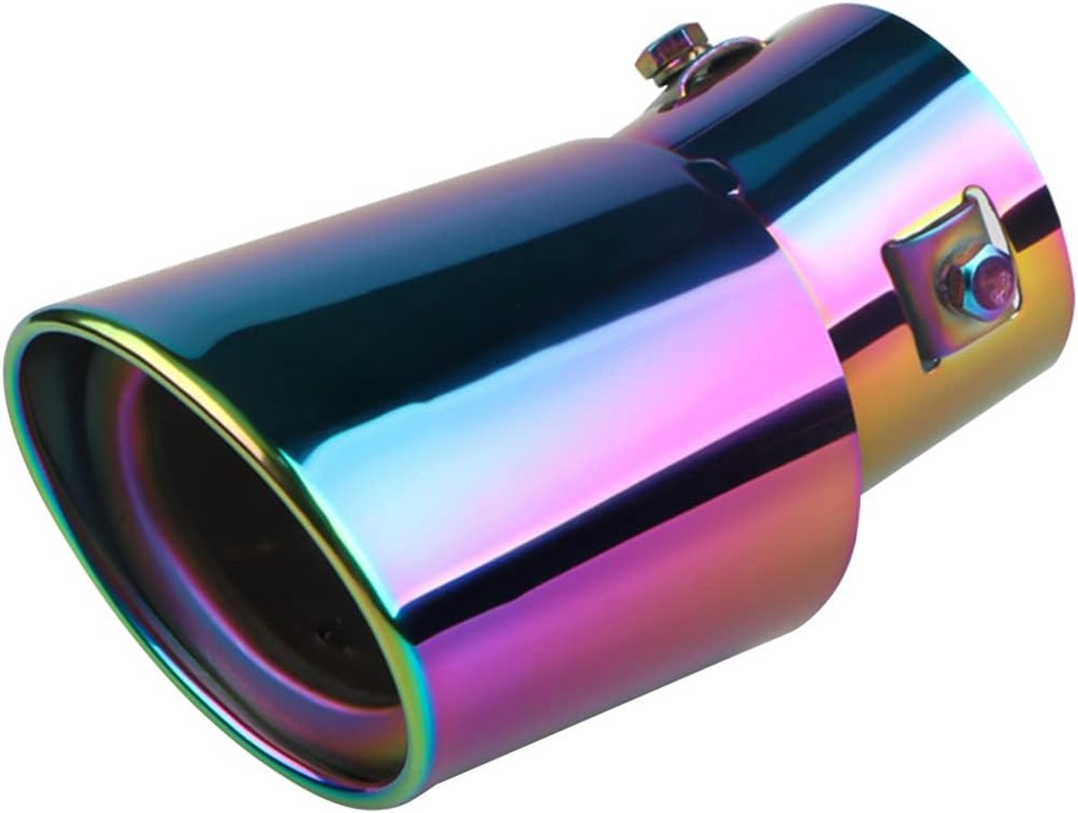 SnelShoppen - RVS Auto Uitlaat Trimstuk, Sportieve Uitlaatdempers, Hoogwaardige Roestvrijstalen Uitlaat, Multicolor, Curved, Duurzaam en Hittebestendi
