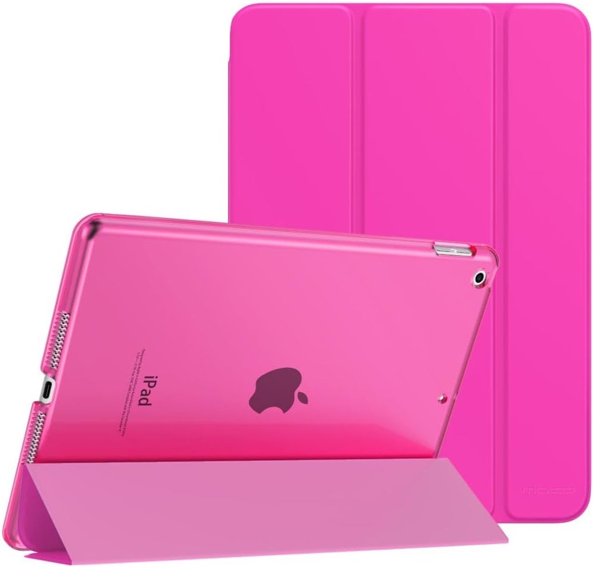 SnelShoppen - Slimme iPad Hoes voor 10.2 Inch 9e/8e/7e Generatie - Pitaya Rood, Hard Rug, Translucente Achterkant, Auto Wake/Sleep Functie, Perfecte B