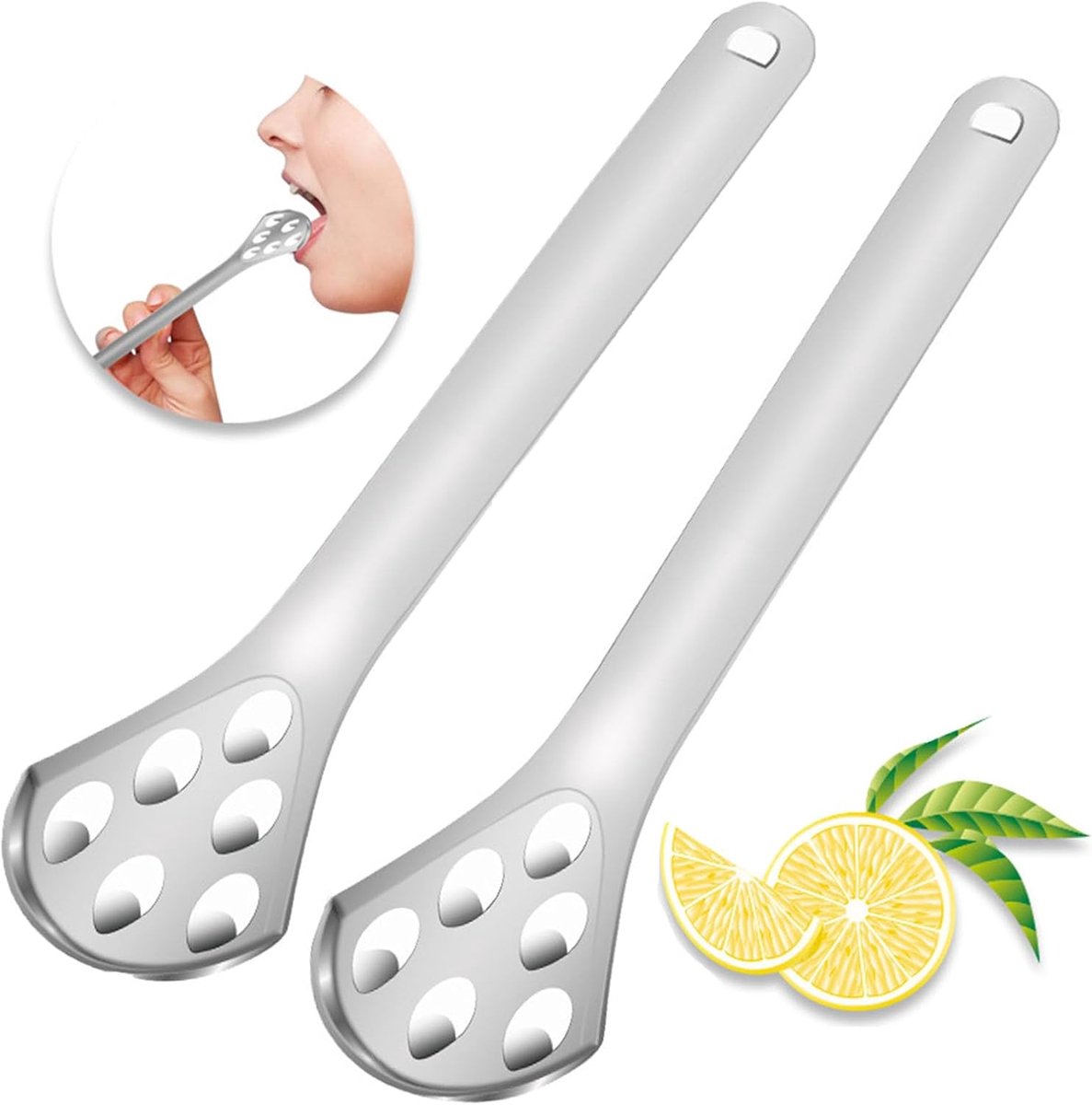 SnelShoppen - Tongue Scraper Set van 2, RVS Tongschraper voor Volwassenen en Kinderen, Draagbare Tongreiniger, Metaal Tongschrapers voor Mondverzorgin