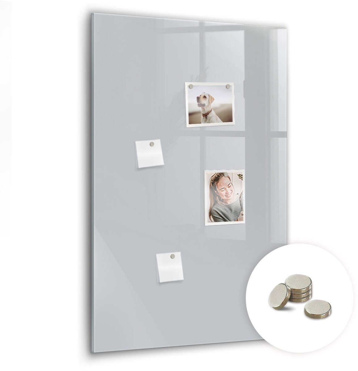 Coloray Glazen Magneetbord - Magnetisch Bord Wijnkurken - 60x90 cm - Lichtgrijs Magneetbord - Magnetic Board - Keuken Decoratie