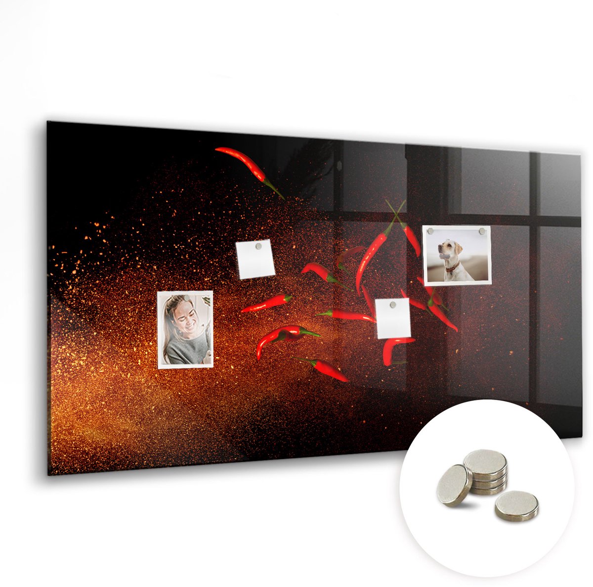 Coloray Glazen Magneetbord - Magnetisch Bord Bosbessen en frambozen - 120x60 cm - Rood Magneetbord - Magnetic Board - Woonkamer Decoratie