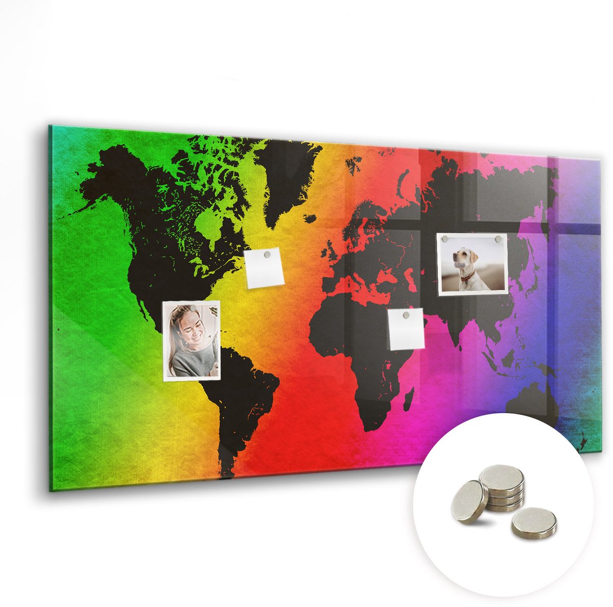Coloray Glazen Magneetbord - Magnetisch Bord Roest op metaal - 120x60 cm - Veelkleurig Magneetbord - Magnetic Board - Magnetisch Wandbord