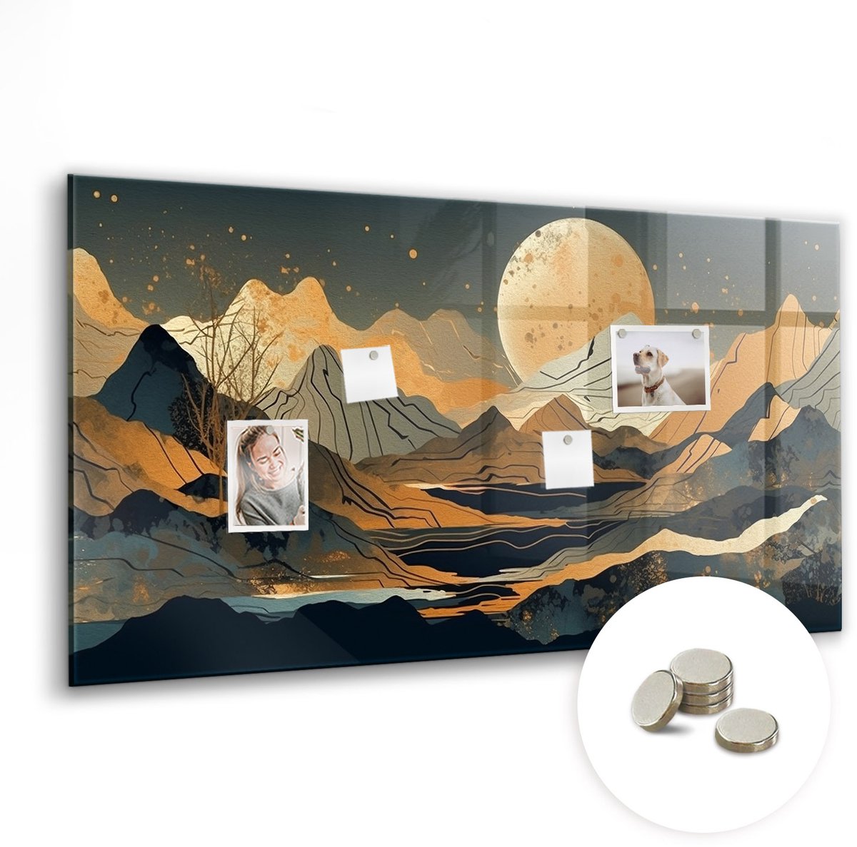 Coloray Glazen Magneetbord - Magnetisch Bord Limoenschijfjes - 120x60 cm - Veelkleurig Magneetbord - Magnetic Board - Magnetisch Wandbord