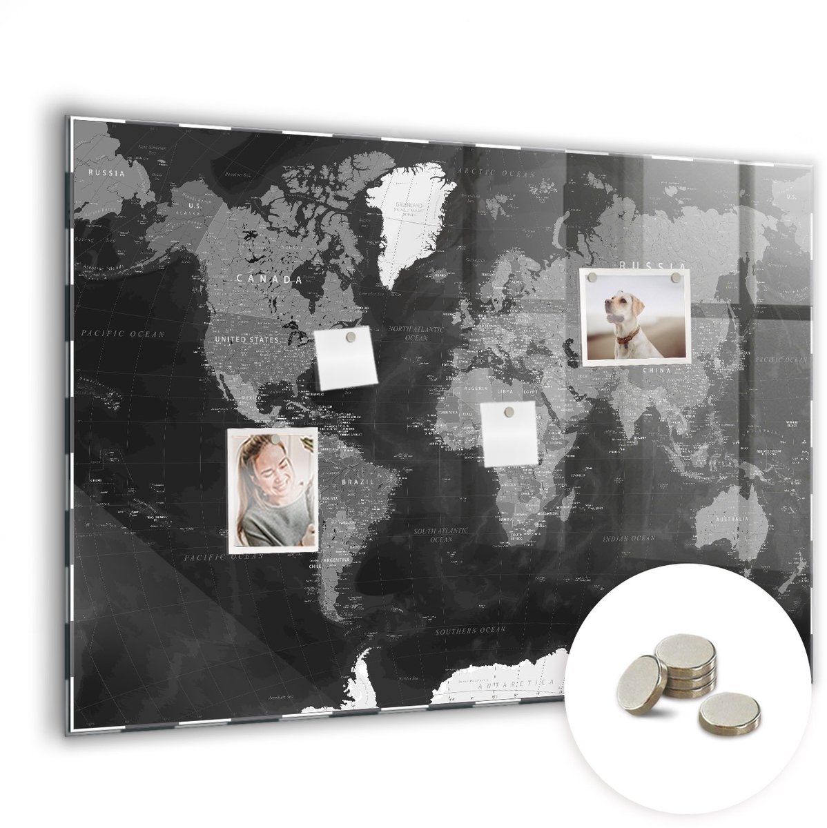 Coloray Glazen Magneetbord - Magnetisch Bord Elegante abstractie - 100x70 cm - Zwart-wit Magneetbord - Magnetic Board - Magneetbord Design