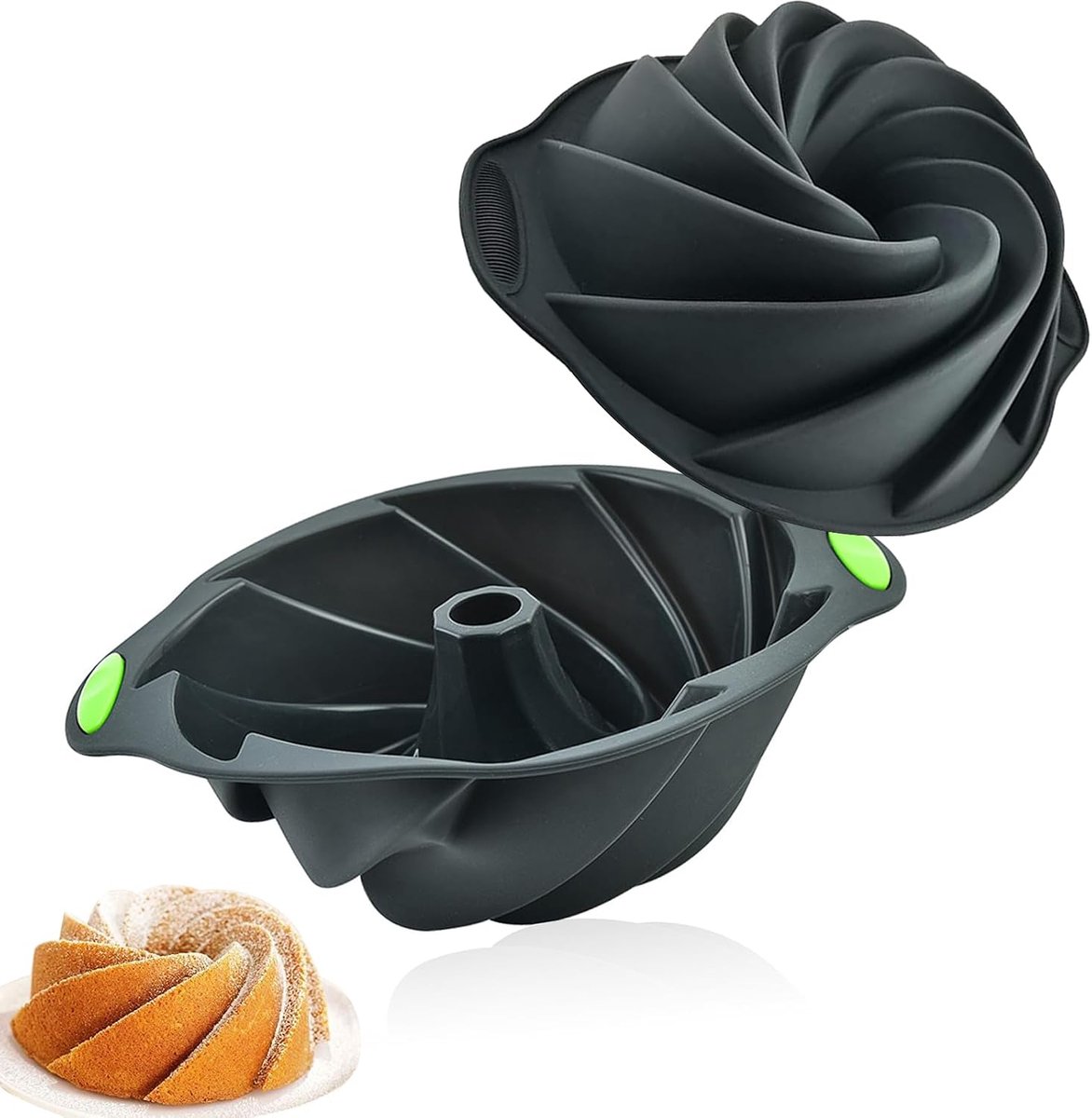 SnelShoppen - 22cm Siliconen Bakvorm, Antiaanbak Turbanvorm Muffinvorm, Puddingvorm voor Taarten, Speciale Bakvorm voor Donutcake (Donkergrijs)