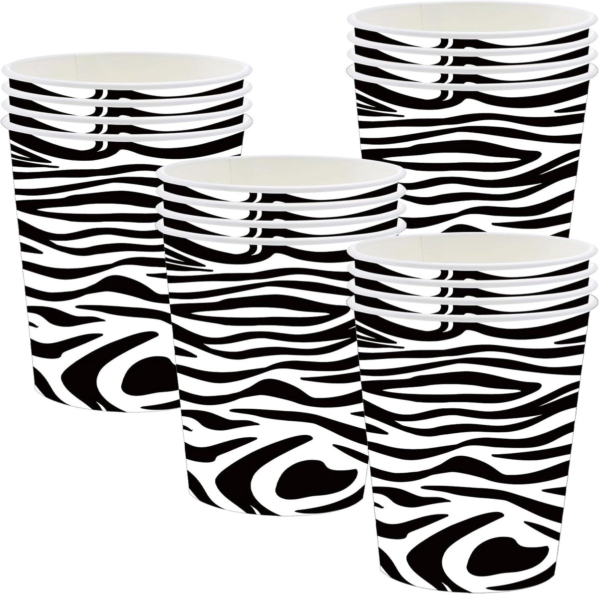 Papieren bekers voor jungle safari - zebra print - feestartikelen - perfecte aanvulling voor verjaardagsfeest - ShopVlot