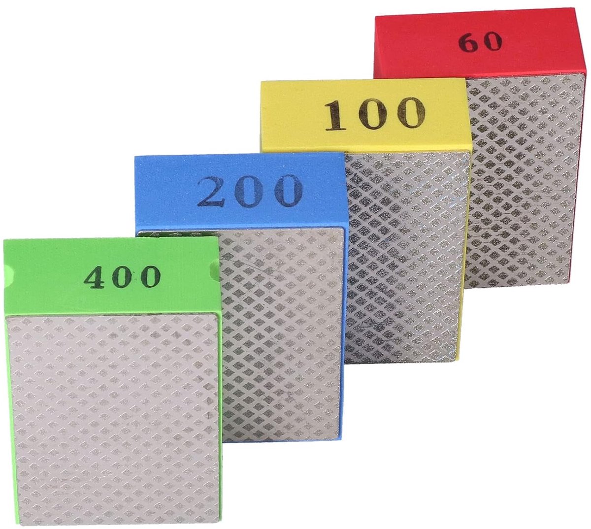 SnelShoppen - 4 Stuks Diamant Hand Polijstpads 60 120 200 400 Korrel voor Tegels, Steen, Trim, Ontbraam, Polijsten en Scherpe Randen, Wear-Resistant