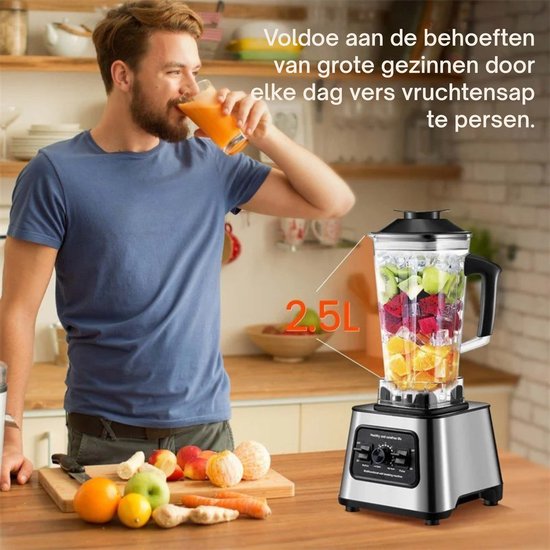 Damenzo - Blender - Blender smoothie - Keukenmachine - Mixer - Smoothie maker - Keukenmixer - Capaciteit 2.5 Liter - 9 Versnellingen van Damenzo — afbeelding 4