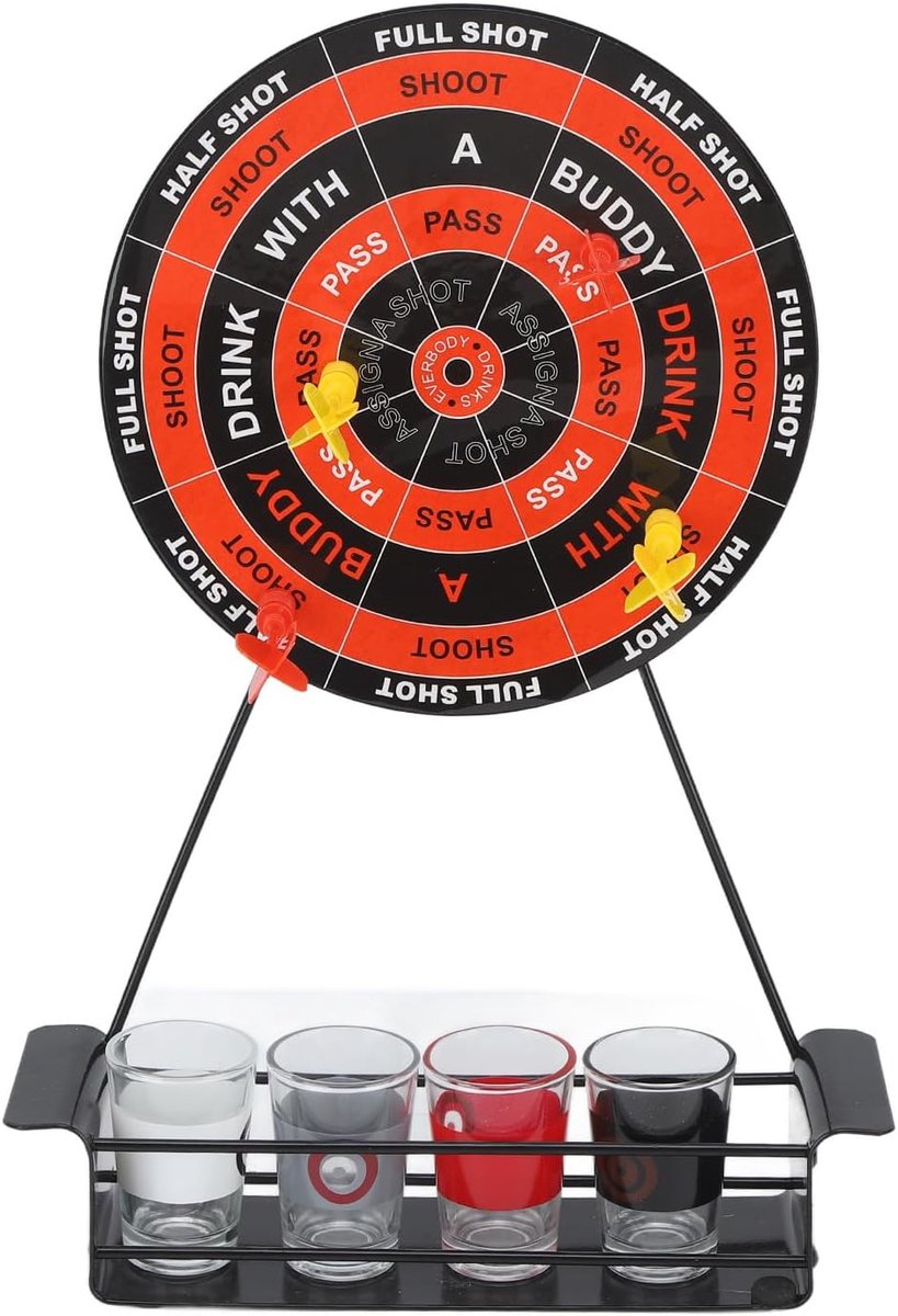 SnelShoppen - Twist the Bottle Magnetische Darts Drinkspel met Glas - Gezellig Spel voor Feesten, Bar Decoratie, Gezinsbijeenkomsten - 1 tot 4 Spelers