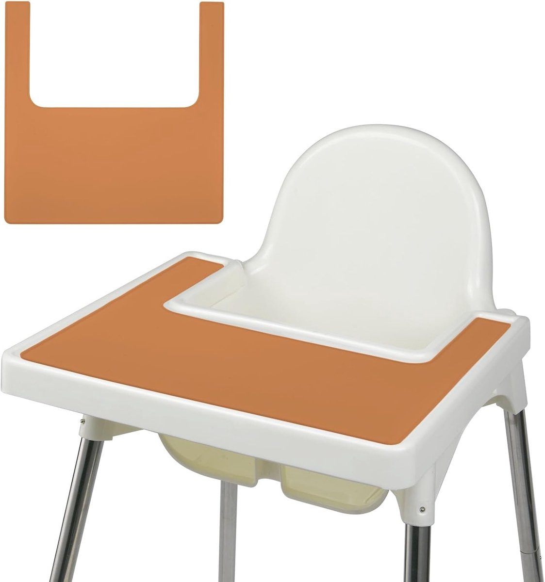 SnelShoppen - Silicone Placemat voor Kinderen, Baby's en Hoogstoel - Duurzaam, Vouwbaar en Veilig - BPA-vrij - Geschikt voor IKEA Hoogstoel - Oranje