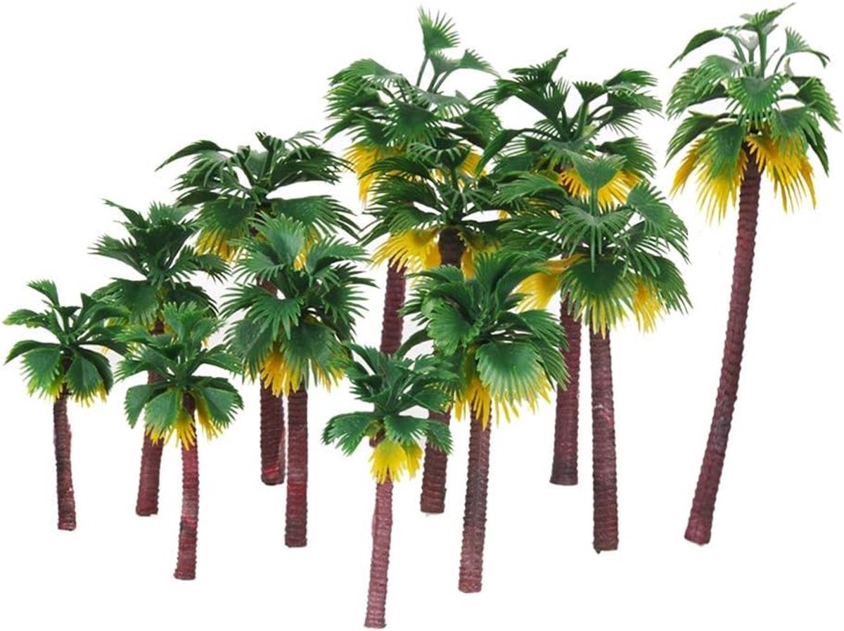 12 Stuks Palmboom Modellen voor DIY Miniatuurlandschappen en Kunstmatige Regenwoud Decoratie, Ideaal als Taartdecoratie