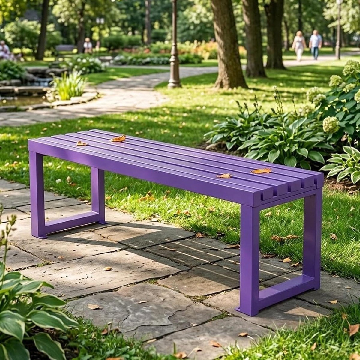 Metalen Buitenbank - Tuinbank Parkbank - Ontspannen Buiten - Weerbestendig Frame - 100 cm - Paars