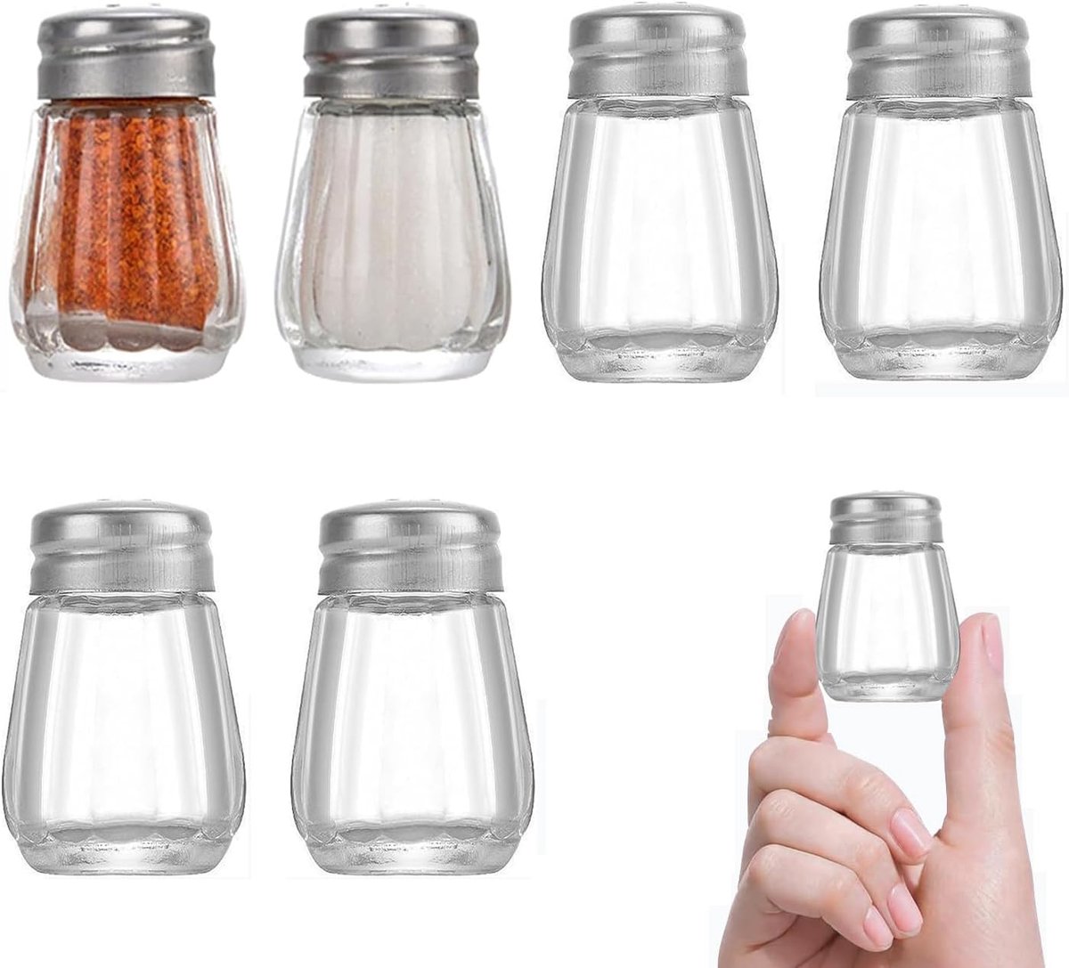 Mini Salt Shaker,Aipeeo 6pcs Salt Shaker Glass,Small Salt Spreader Mini, Portable, Kitchenware Kitchen Accessories - ShopVlot