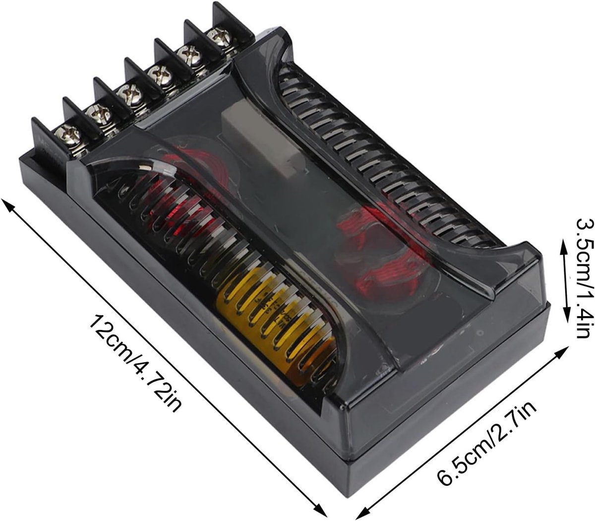 SnelShoppen - Car Speaker Crossover 300W Passieve Universele Frequentieverdeler voor Optimale Bass en Treble, Overstroombeveiliging, Duurzaam ABS, Com