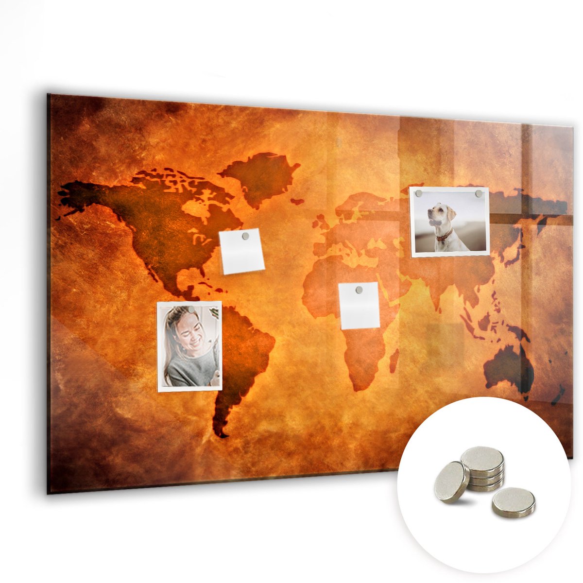 Coloray Glazen Magneetbord - Magnetisch Bord Bamboe muur - 90x60 cm - Bruin Magneetbord - Magnetic Board - Glazen Magneetbord