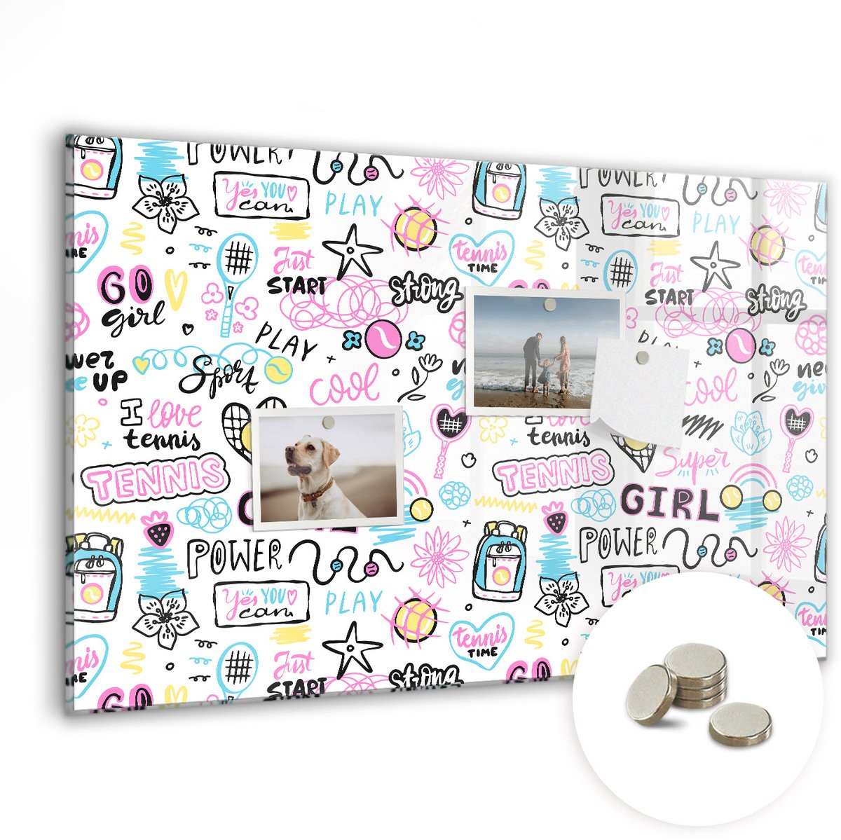 Coloray Glazen Magneetbord - Magnetisch Bord Graffiti - 60x40 cm - Veelkleurig Magneetbord - Magnetic Board - Wanddecoratie