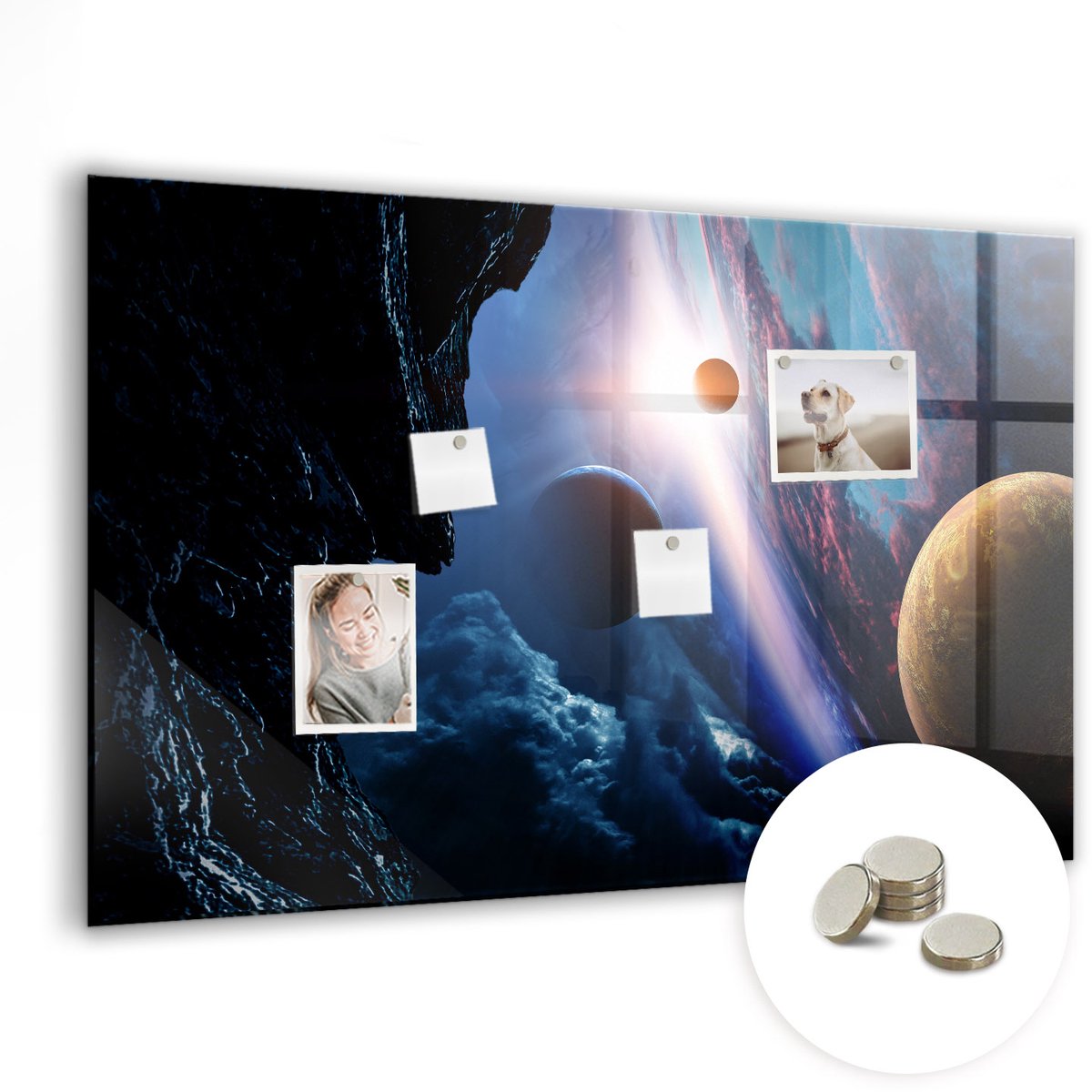 Coloray Glazen Magneetbord - Magnetisch Bord Hegbladeren - 90x60 cm - Veelkleurig Magneetbord - Magnetic Board - Magnetisch Wandbord