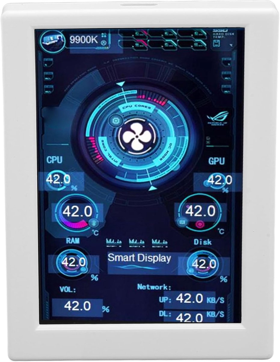 SnelShoppen - 3.5" Computer Temperatuurmonitor, PC Temperatuurweergave, PC Sensorpaneel voor Computerbehuizing, IPS Type C Mini Tweede Scherm voor PC