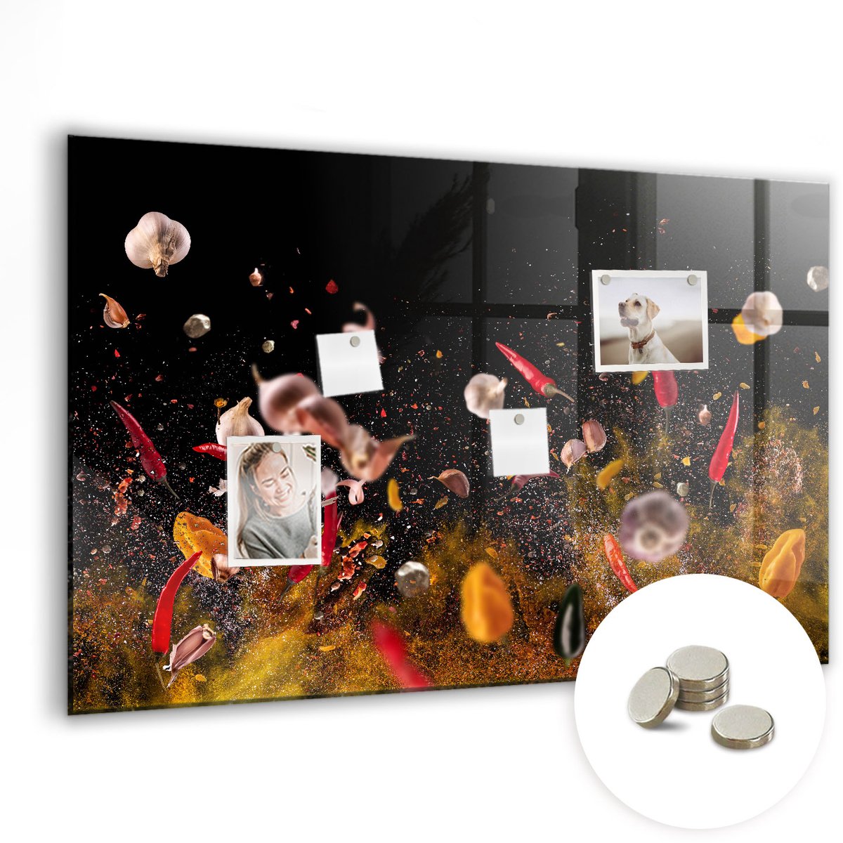 Coloray Glazen Magneetbord - Magnetisch Bord Warme koffie - 90x60 cm - Veelkleurig Magneetbord - Magnetic Board - Keuken Decoratie