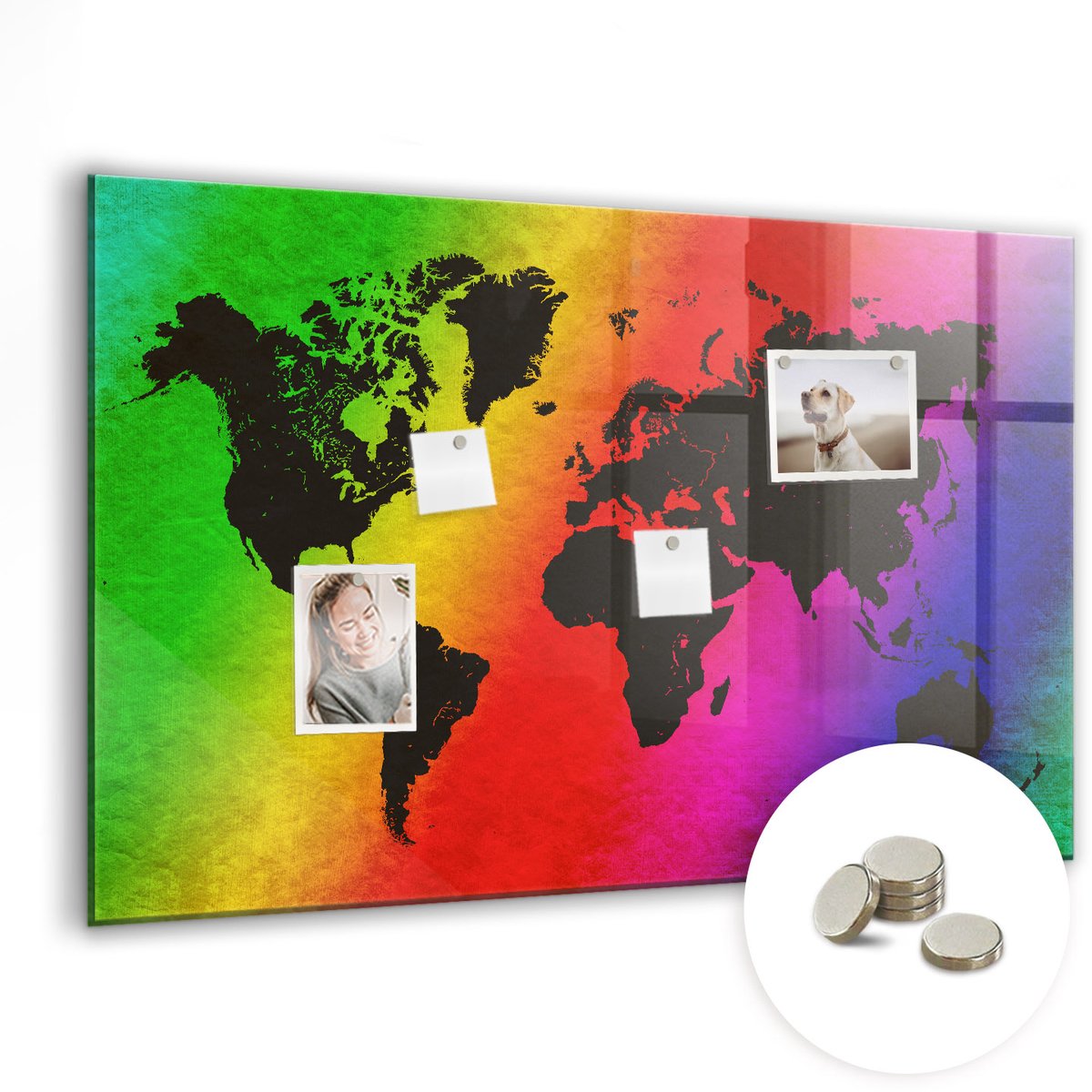 Coloray Glazen Magneetbord - Magnetisch Bord Specerijen - 90x60 cm - Veelkleurig Magneetbord - Magnetic Board - Keuken Decoratie