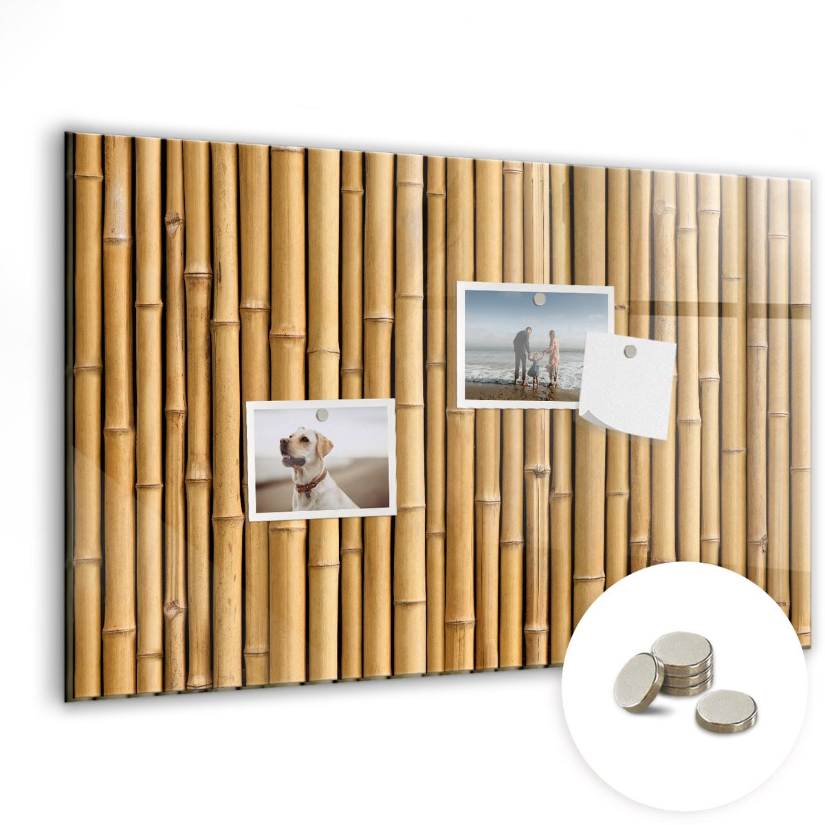 Coloray Glazen Magneetbord - Magnetisch Bord Bamboe stokken - 60x40 cm - Bruin Magneetbord - Magnetic Board - Memobord