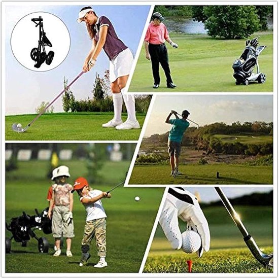 Golf Push Cart - Golftrolley Handkar - Golfen Op De Baan - Opvouwbaar In Eén Seconde - 162 cm - Zwart — afbeelding 4