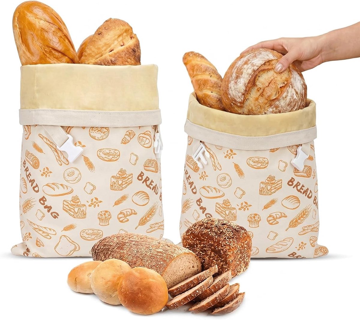 Herbruikbare Broodzakken van Bijenwas - 43 x 33 cm - Natuurlijke Voedselbescherming - Voor Brood en Bakkerijproducten